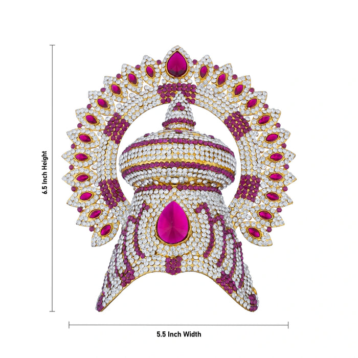 Half Crown With Arch - 6.5 x 5.5 Inches | Stone Kireedam/ Stone Mukut/ Half Kiridam for Deity - Head & Face Accessories