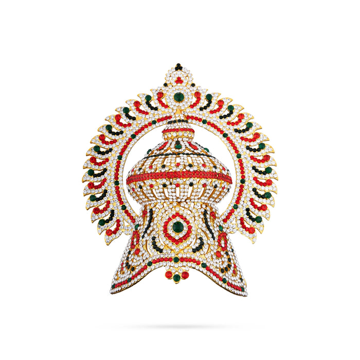 Half Crown With Arch - 6.5 x 5.5 Inches | Stone Kireedam/ Stone Mukut/ Half Kiridam for Deity - Head & Face Accessories