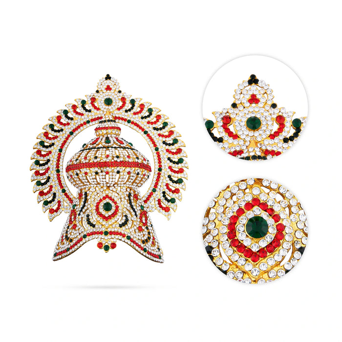 Half Crown With Arch - 6.5 x 5.5 Inches | Stone Kireedam/ Stone Mukut/ Half Kiridam for Deity - Head & Face Accessories