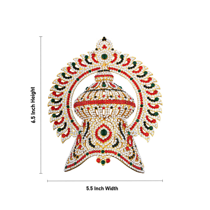 Half Crown With Arch - 6.5 x 5.5 Inches | Stone Kireedam/ Stone Mukut/ Half Kiridam for Deity - Head & Face Accessories