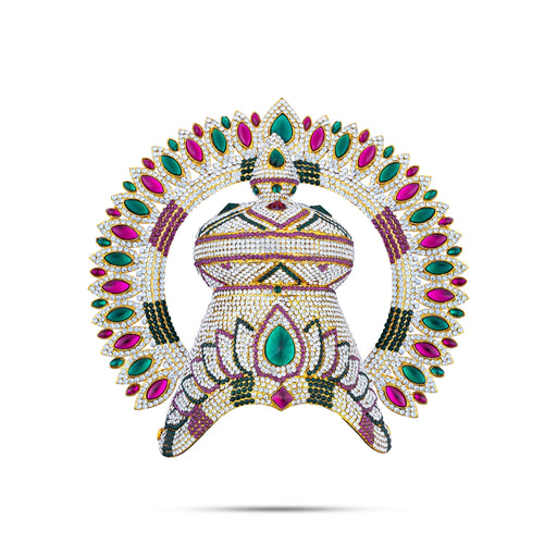 Half Crown With Arch - 10 x 8 Inches | Mukut/ Multicolour Stone Kireedam/ Kiridam for Deity Decor - Head & Face Accessories