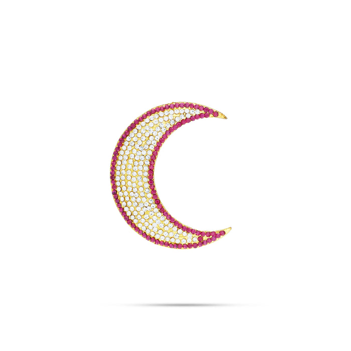 Stone Sun and Moon Billai - 3 x 2 Inches | Multicolour Stone Jewellery/ Hair Accessories for Deity - Head & Face Accessories