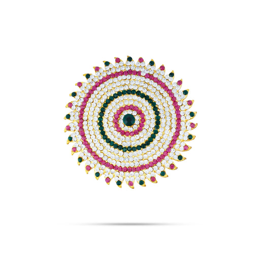 Stone Sun and Moon Billai - 3 x 2 Inches | Multicolour Stone Jewellery/ Hair Accessories for Deity - Head & Face Accessories