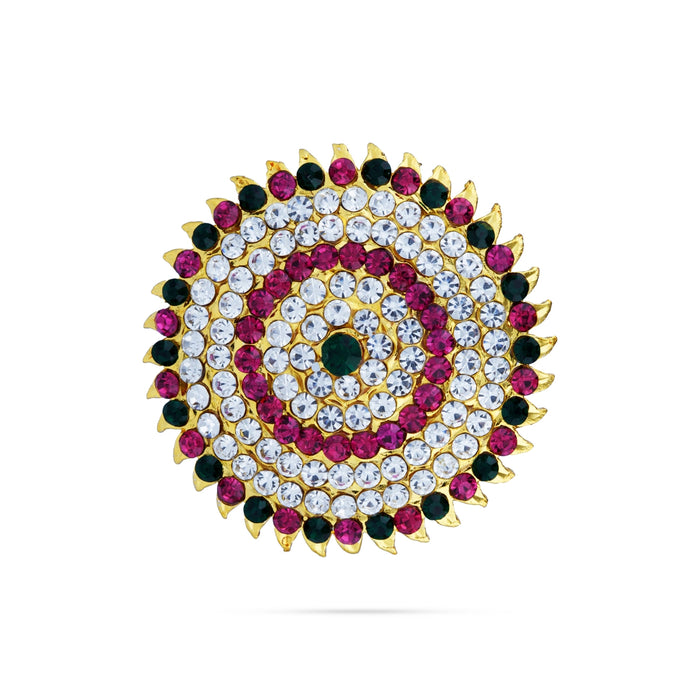 Stone Sun and Moon Billai - 1.5 x 2.5 Inches | Multicolour Stone Jewellery/ Hair Accessories for Deity - Head & Face Accessories