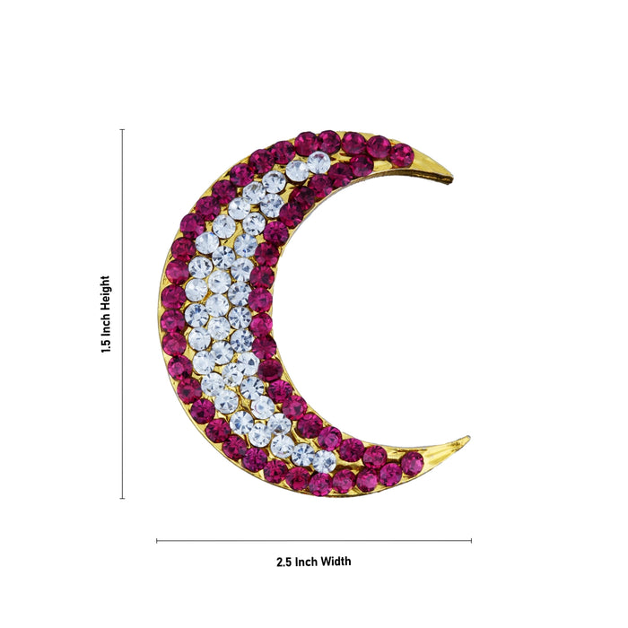 Stone Sun and Moon Billai - 1.5 x 2.5 Inches | Multicolour Stone Jewellery/ Hair Accessories for Deity - Head & Face Accessories