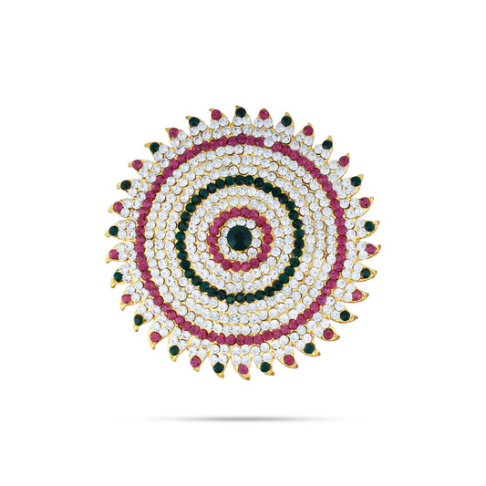 Stone Sun and Moon Billai - 3 x 2.75 Inches | Multicolour Stone Jewellery/ Hair Accessories for Deity - Head & Face Accessories