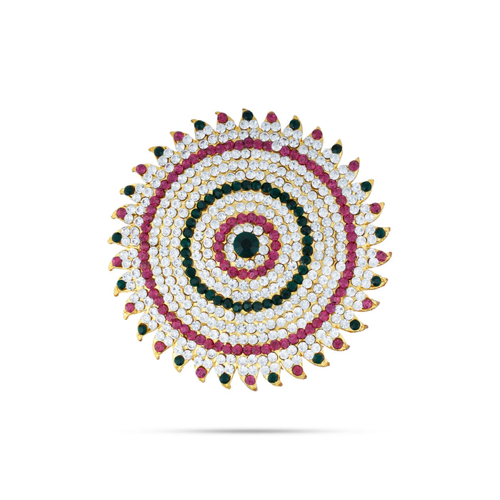 Stone Sun and Moon Billai - 3 x 2.75 Inches | Multicolour Stone Jewellery/ Hair Accessories for Deity - Head & Face Accessories