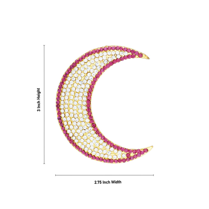 Stone Sun and Moon Billai - 3 x 2.75 Inches | Multicolour Stone Jewellery/ Hair Accessories for Deity - Head & Face Accessories