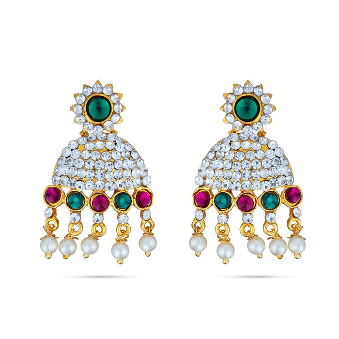 Karnapathakkam Set - 2 Inches | Stone Earings/ Multicolour Stone Ear Set for Deity - Head & Face Accessories