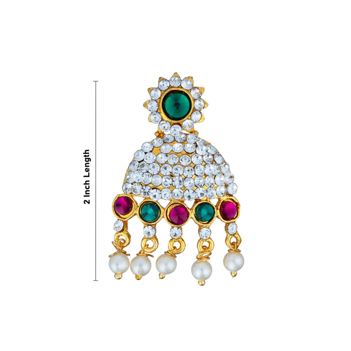 Karnapathakkam Set - 2 Inches | Stone Earings/ Multicolour Stone Ear Set for Deity - Head & Face Accessories