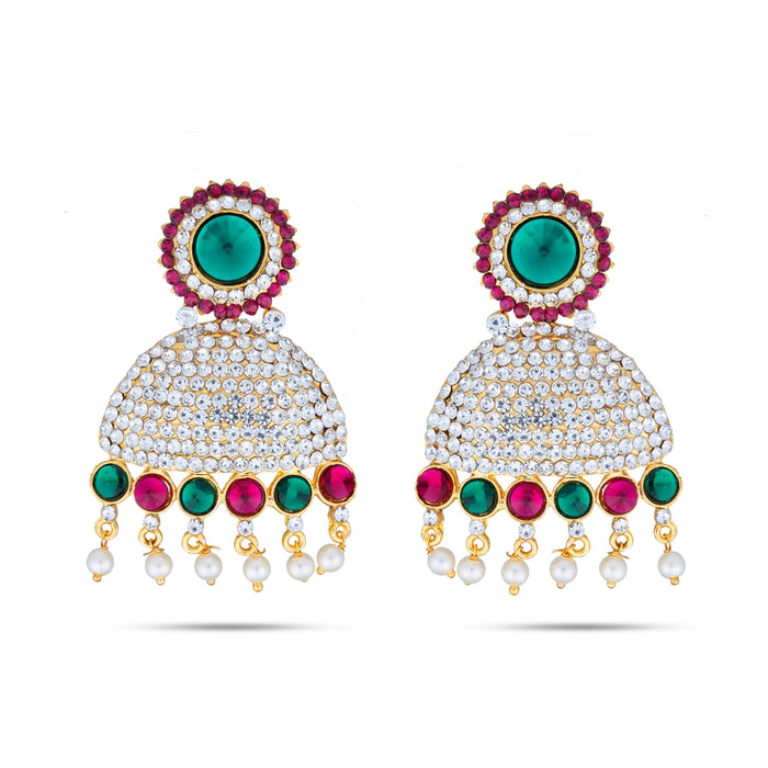 Karnapathakkam Set - 2.5 Inches | Stone Earings/ Multicolour Stone Ear Set for Deity - Head & Face Accessories