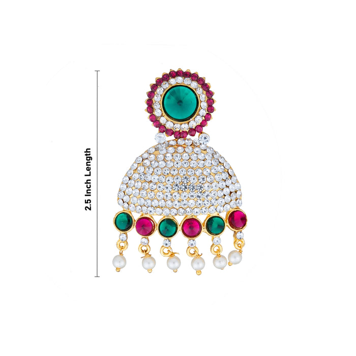 Karnapathakkam Set - 2.5 Inches | Stone Earings/ Multicolour Stone Ear Set for Deity - Head & Face Accessories