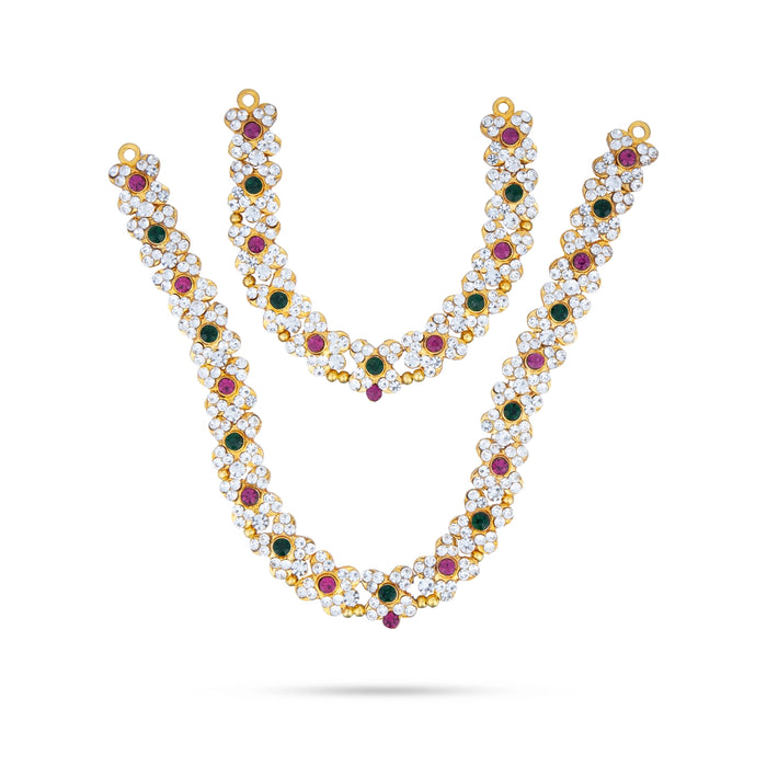 Two Step Stone Haram - 5 Inches | Multicolour Stone Jewellery/ Stone Necklace for Deity - Neck & Body Accessories