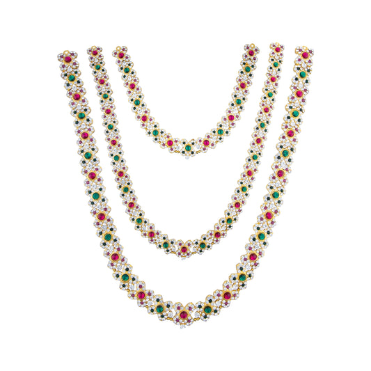 Three Step Stone Haram - 11 Inches | Multicolour Stone Jewellery/ 3 Step Stone Necklace for Deity - Neck & Body Accessories
