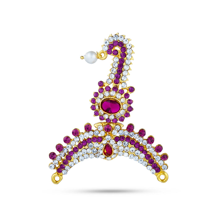 Stone Thura Kireetam - 3 Inches | Multicolour Stone Crown/ Stone Kiritam/ Stone Mukut for Deity - Head & Face Accessories