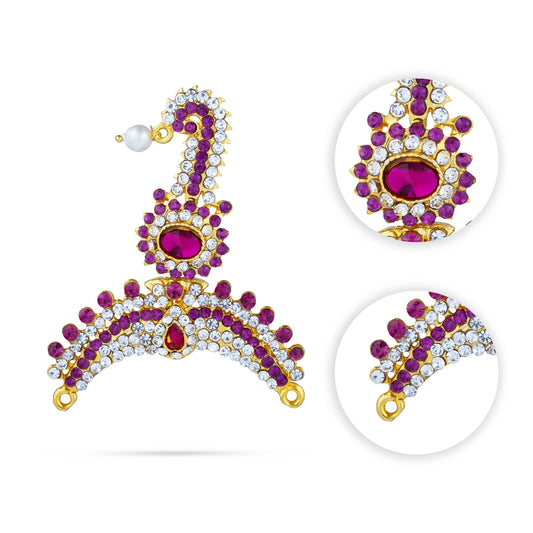 Stone Thura Kireetam - 3 Inches | Multicolour Stone Crown/ Stone Kiritam/ Stone Mukut for Deity - Head & Face Accessories