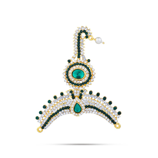 Stone Thura Kireetam - 3.5 Inches | Multicolour Stone Crown/ Stone Kiritam/ Stone Mukut for Deity - Head & Face Accessories