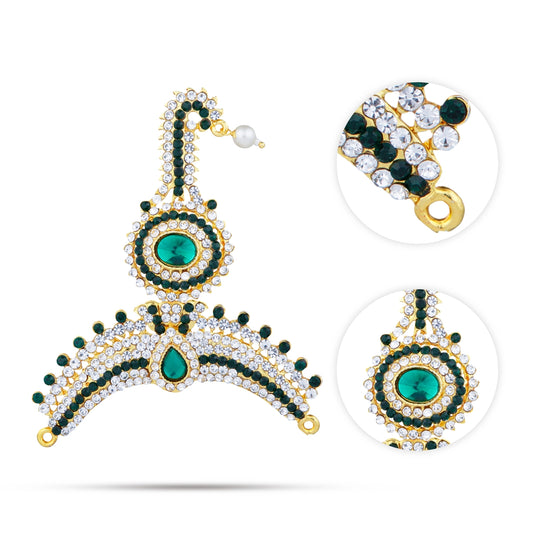 Stone Thura Kireetam - 3.5 Inches | Multicolour Stone Crown/ Stone Kiritam/ Stone Mukut for Deity - Head & Face Accessories