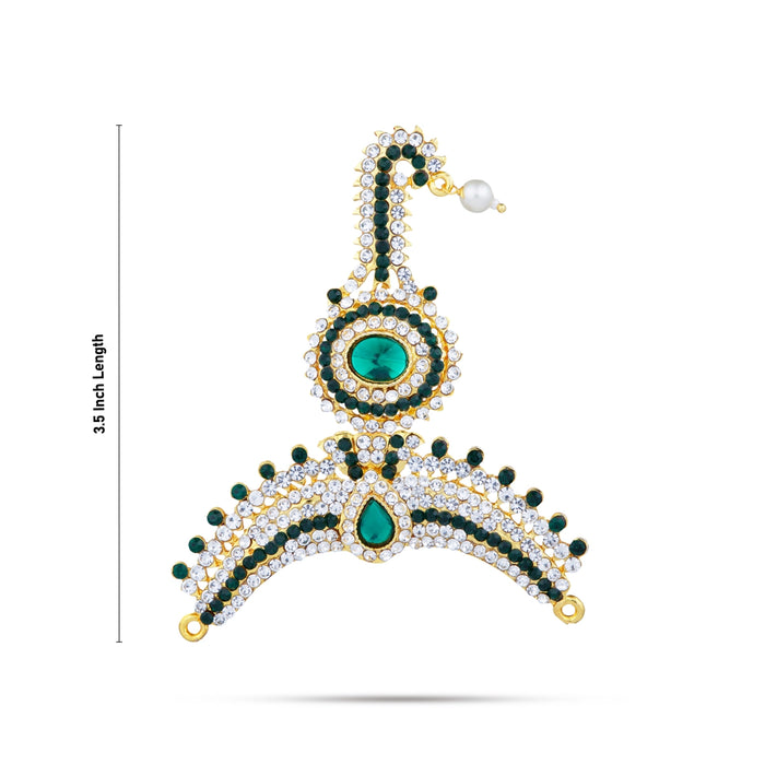 Stone Thura Kireetam - 3.5 Inches | Multicolour Stone Crown/ Stone Kiritam/ Stone Mukut for Deity - Head & Face Accessories