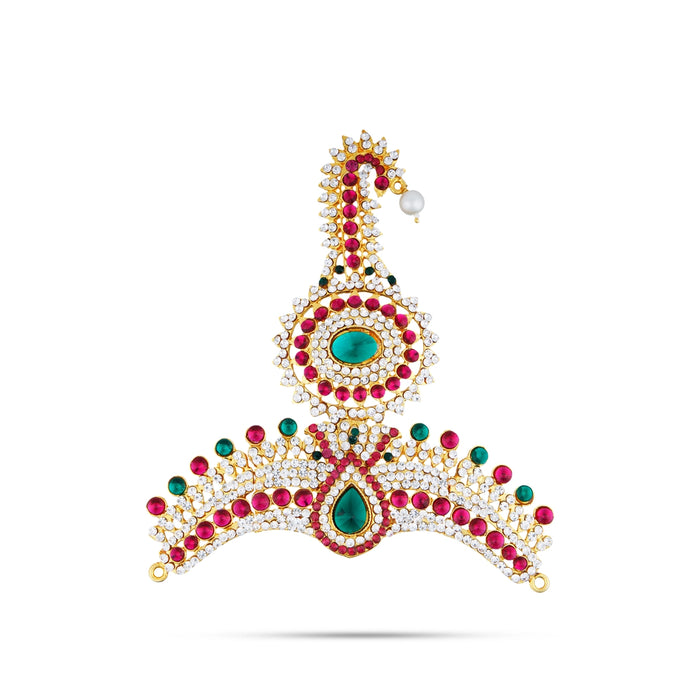 Stone Thura Kireetam - 5.5 Inches | Stone Crown/ Stone Kiritam/ Stone Mukut for Deity - Head & Face Accessories