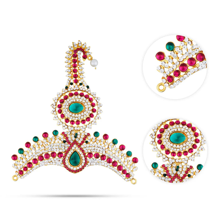 Stone Thura Kireetam - 5.5 Inches | Stone Crown/ Stone Kiritam/ Stone Mukut for Deity - Head & Face Accessories