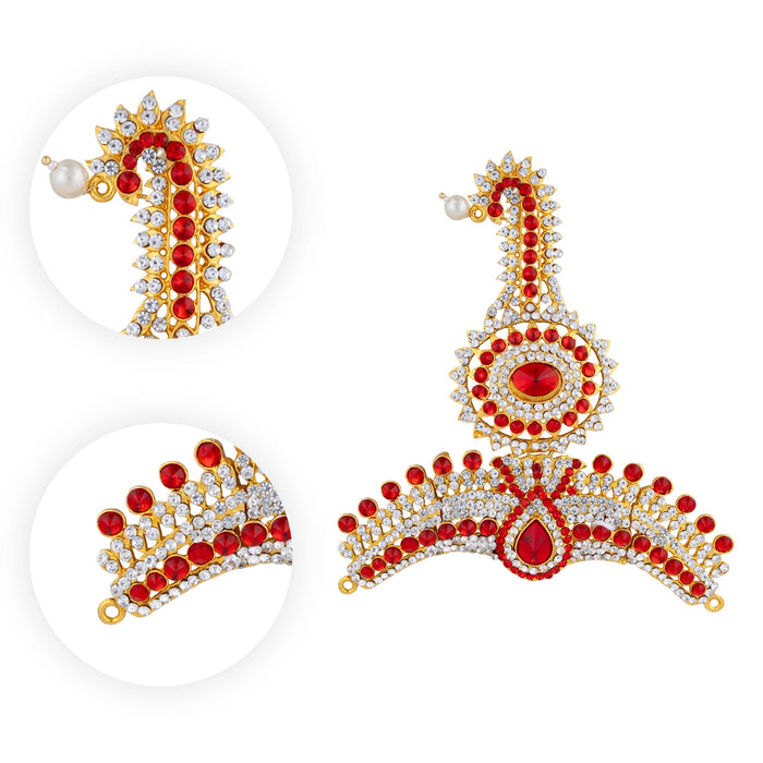 Stone Thura Kireetam - 5.5 Inches | Stone Crown/ Stone Kiritam/ Stone Mukut for Deity - Head & Face Accessories