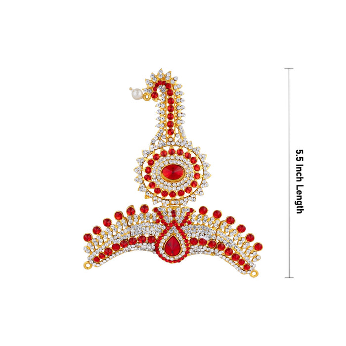 Stone Thura Kireetam - 5.5 Inches | Stone Crown/ Stone Kiritam/ Stone Mukut for Deity - Head & Face Accessories