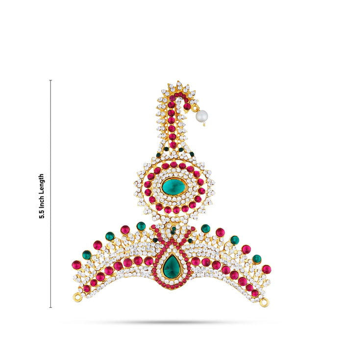 Stone Thura Kireetam - 5.5 Inches | Stone Crown/ Stone Kiritam/ Stone Mukut for Deity - Head & Face Accessories