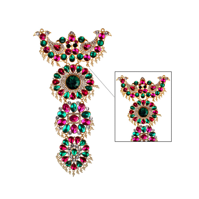 Stone Necklace - 10 x 6 Inches | Multicolour Stone Jewelry/ Jewellery for Deity