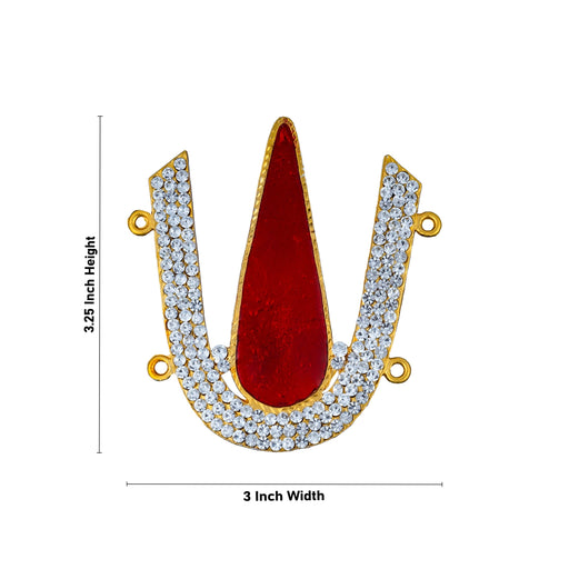 Stone Vishnu Tilak - 3.25 x 3 Inches | U Shape Stone Namam/ Perumal Namam for Deity/ 45 Gms Approx - Head & Face Accessories