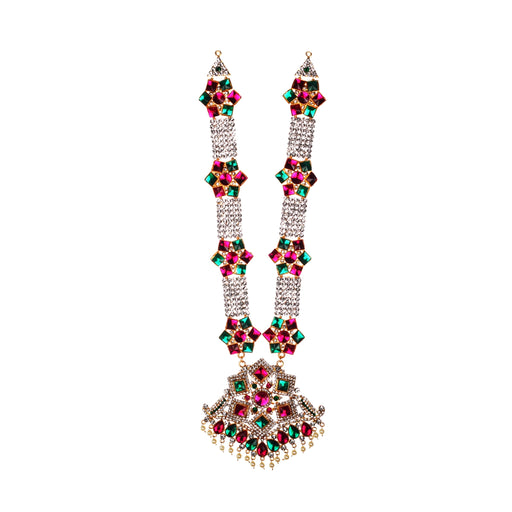 Haram - 7 x 4.5 Inches | Deity Necklace/ Multi Color Stone Jewellery/ God Ornament - Neck & Body Accessories