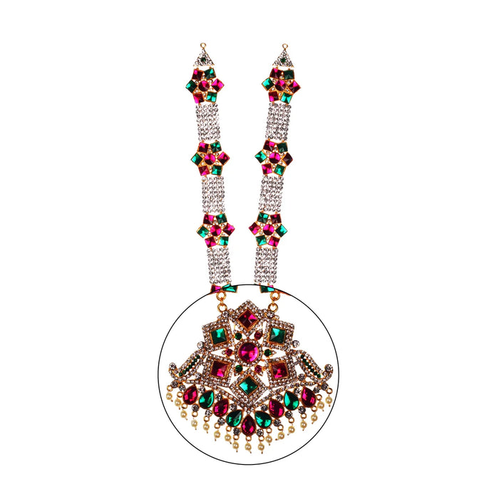 Haram - 7 x 4.5 Inches | Deity Necklace/ Multi Color Stone Jewellery/ God Ornament