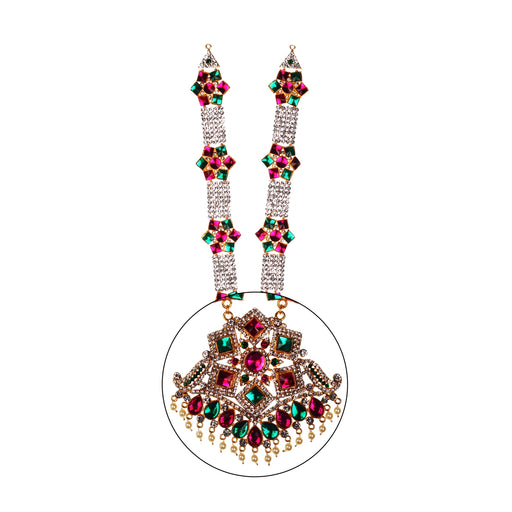 Haram - 7 x 4.5 Inches | Deity Necklace/ Multi Color Stone Jewellery/ God Ornament - Neck & Body Accessories