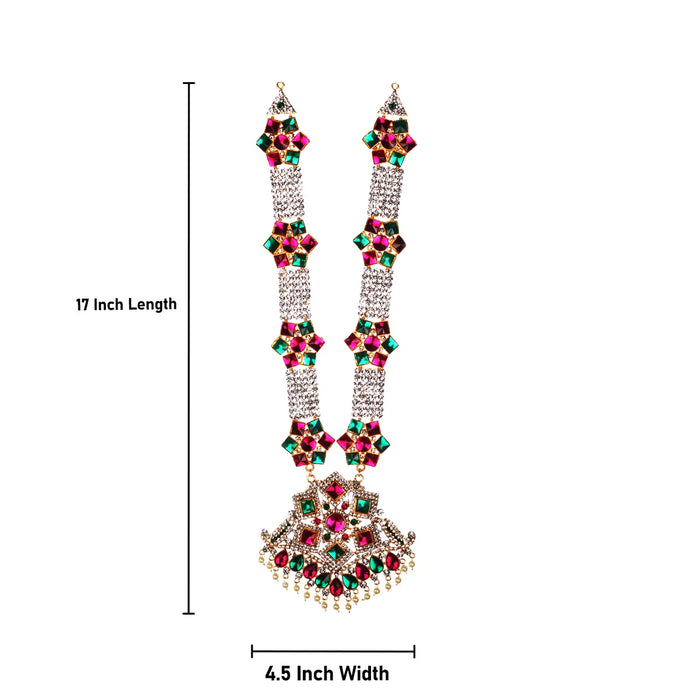 Haram - 7 x 4.5 Inches | Deity Necklace/ Multi Color Stone Jewellery/ God Ornament