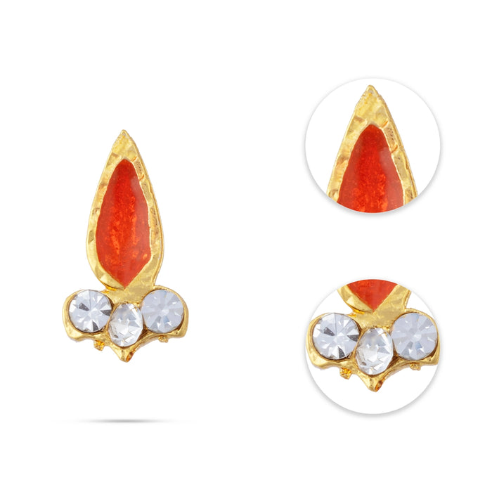 Stone Bindi - 0.5 x 0.25 Inches | Stone Pottu/ Tilak With Stone/ Tikka For Amman Alangaram