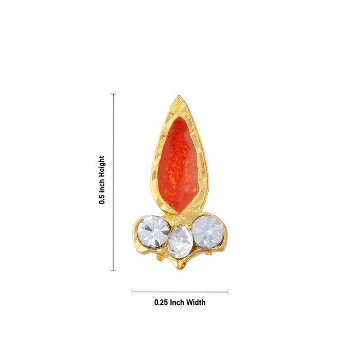 Stone Bindi - 0.5 x 0.25 Inches | Stone Pottu/ Tilak With Stone/ Tikka For Amman Alangaram
