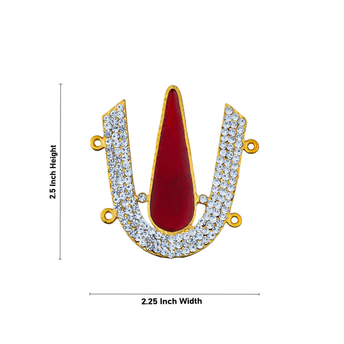 Stone Vishnu Tilak - 2.5 x 2.25 Inches | U Shape Stone Namam/ Perumal Namam for Deity/ 20 Gms Approx - Head & Face Accessories