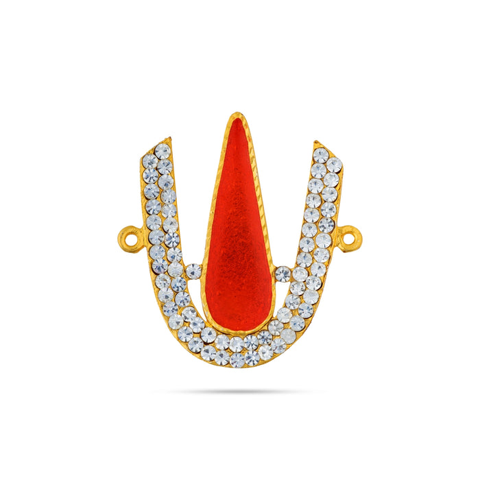 Stone Vishnu Tilak - 2 x 2 Inches | U Shape Stone Namam/ White & Red Stone Perumal Namam for Deity