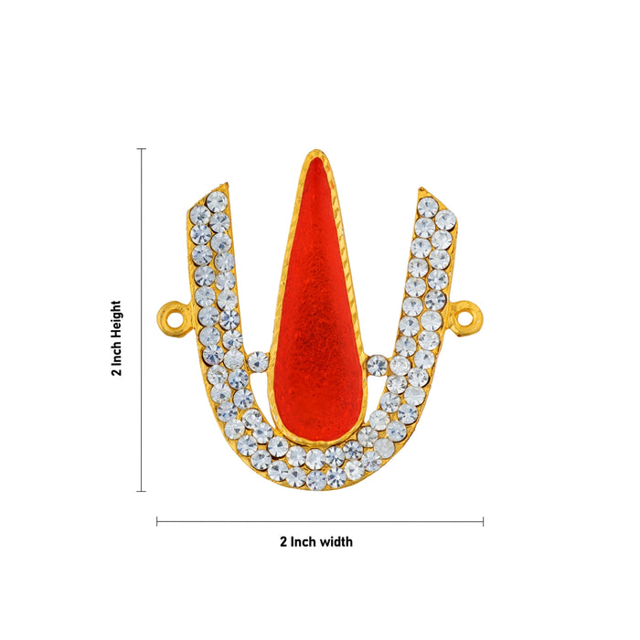 Stone Vishnu Tilak - 2 x 2 Inches | U Shape Stone Namam/ White & Red Stone Perumal Namam for Deity