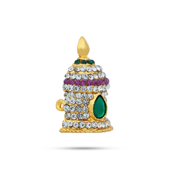 Half Crown - 1.5 x 1 Inches | Multicolour Stone Half Turban/ Gold Polish Half Kiridam/ Half Kireedam for Deity