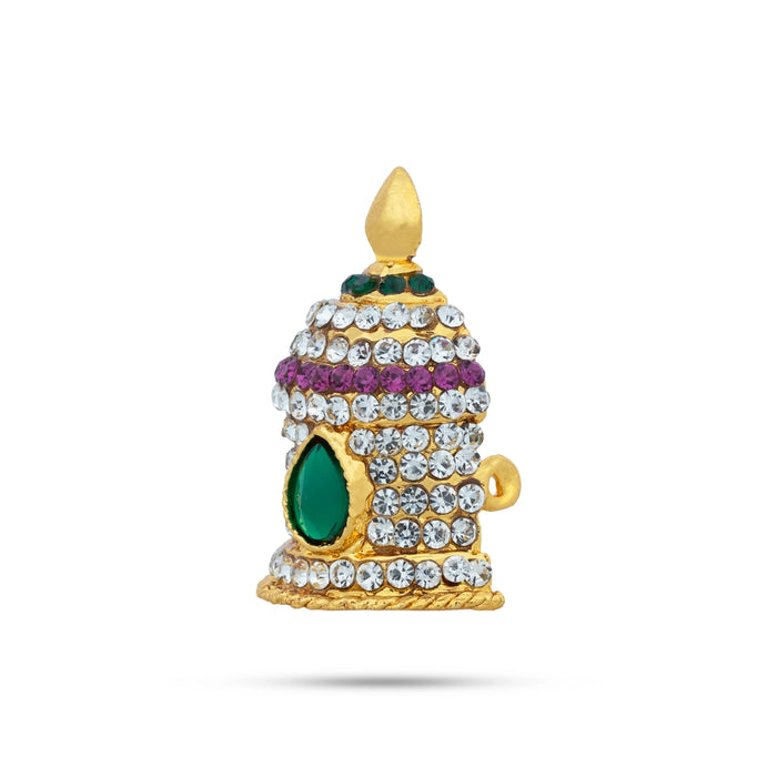 Half Crown - 1.5 x 1 Inches | Multicolour Stone Half Turban/ Gold Polish Half Kiridam/ Half Kireedam for Deity