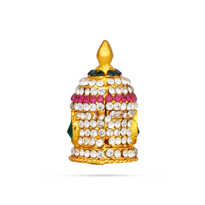 Stone Kireedam - 2 x 1 Inches | Multicolour Stone Kiridam/ Round Stone Crown for Deity/ 20 Gms Approx - Head & Face Accessories