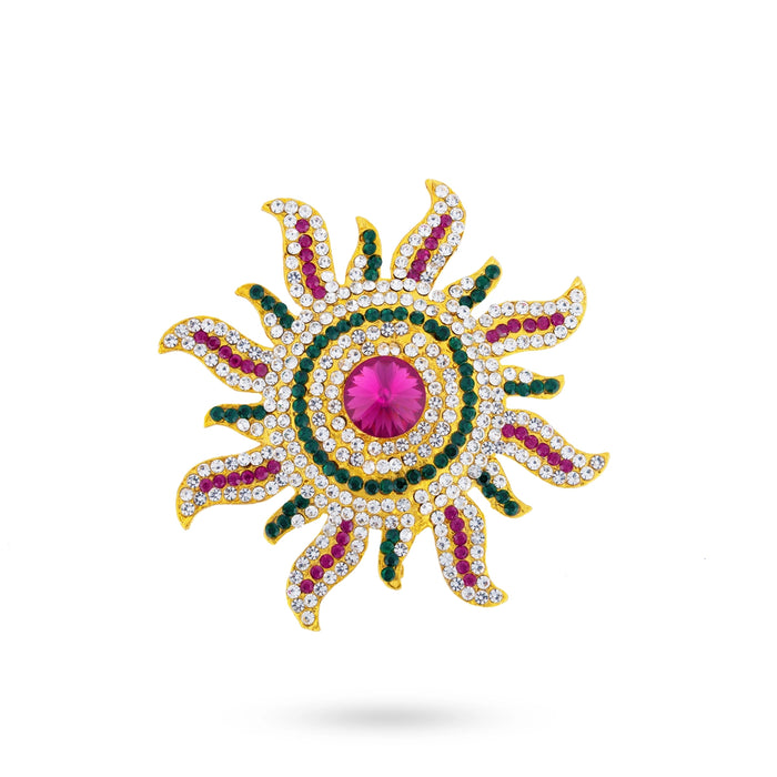 Stone Sun And Moon Pair - 3 x 4 Inches | Hair Accessories/ Sun Moon Stone Jewellery For Deity - Head & Face Accessories