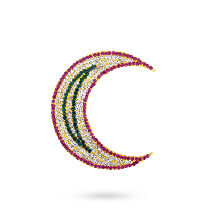 Stone Sun And Moon Pair - 3 x 4 Inches | Hair Accessories/ Sun Moon Stone Jewellery For Deity - Head & Face Accessories