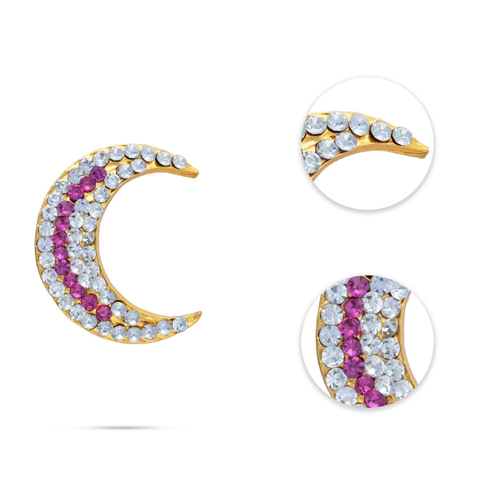 Sun And Moon Pair - 1 x 0.5 Inches | Hair Accessories/ Multicolour Stone Jewellery/ Sun Moon for Deity