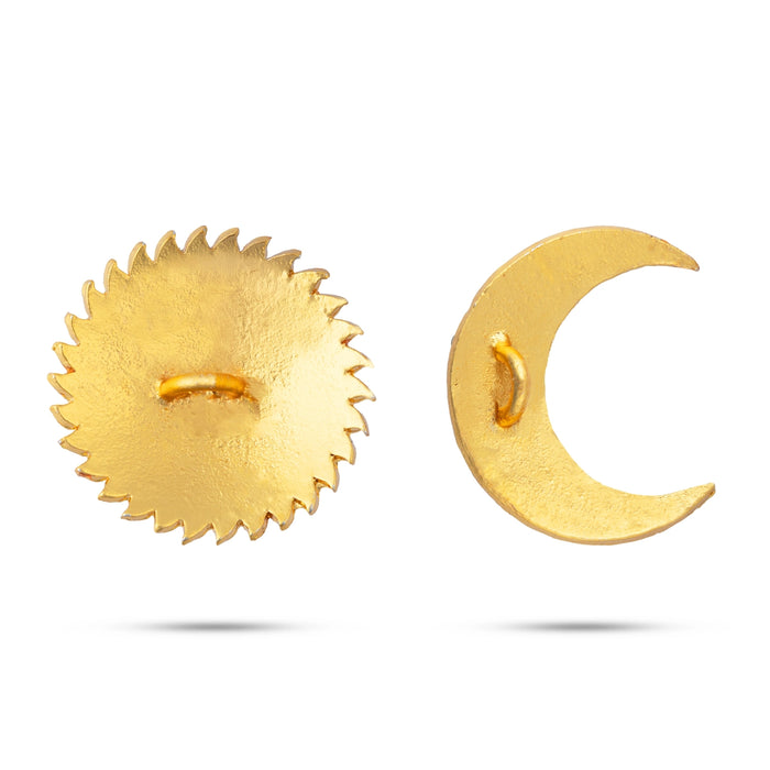 Sun And Moon Pair - 1 x 0.5 Inches | Hair Accessories/ Multicolour Stone Jewellery/ Sun Moon for Deity