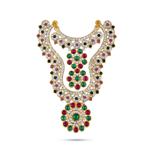 Stone Haram - 4.5 Inches | Multicolour Stone Necklace/ 2 Step Stone Jewellery for Deity Decor/ 65 Gms Approx - Neck & Body Accessories