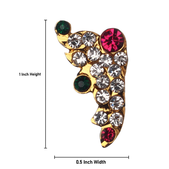 Stone Earring - 1 Inches | Stone Ear Studs/ Karnapathiram/ Multicolour Stone Jewellery for Deity