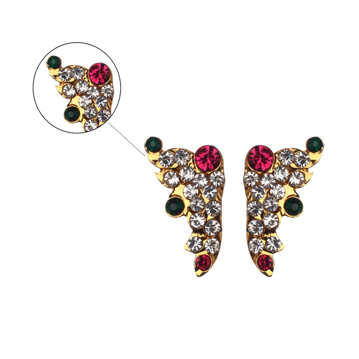 Stone Earring - 1 Inches | Stone Ear Studs/ Karnapathiram/ Multicolour Stone Jewellery for Deity