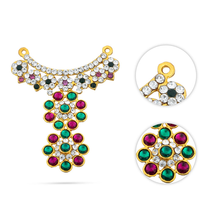 Stone Necklace - 2.5 Inches | Multicolour Stone Jewellery for Deity Decor - Neck & Body Accessories